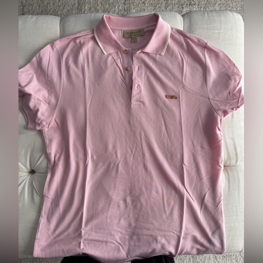 Burberry Light Pink Polo with Gold Accent